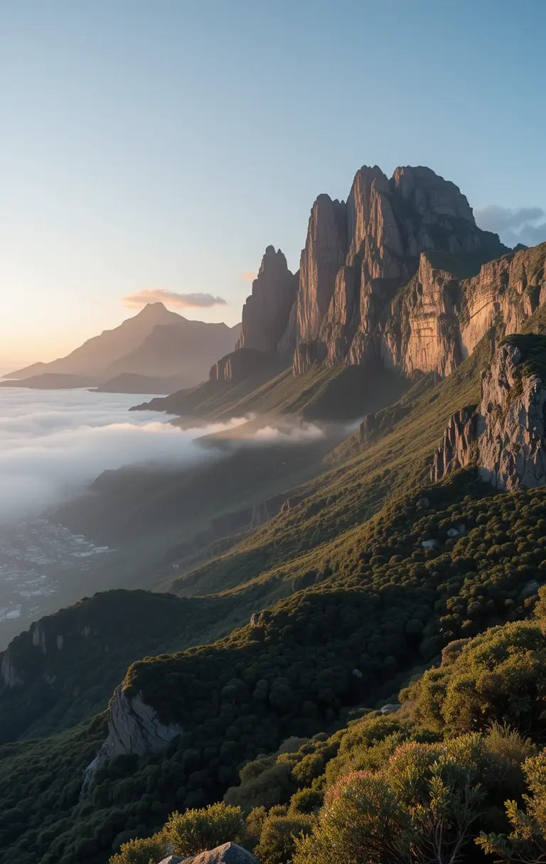 Sunset Glow Over Rugged Mountains Art Print My Store