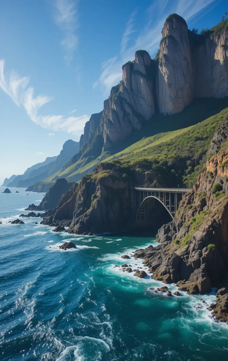 Title: Coastal Cliff Bridge Wall Art Print My Store