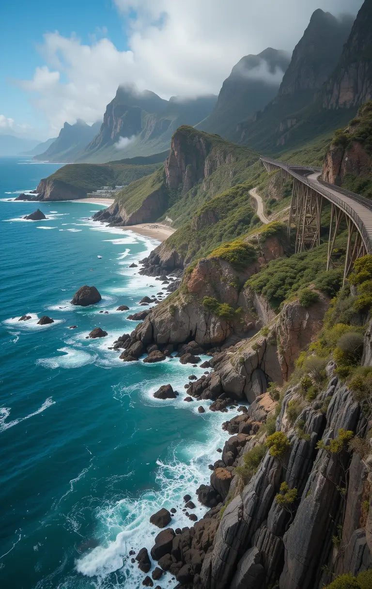 Title: Coastal Cliff Bridge Wall Art Print My Store