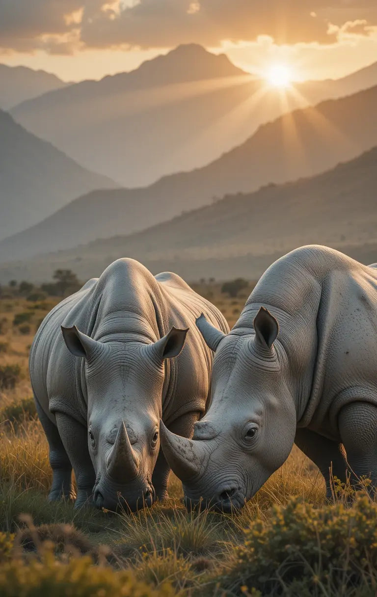 Rhino Duo Sunset Wall Art My Store