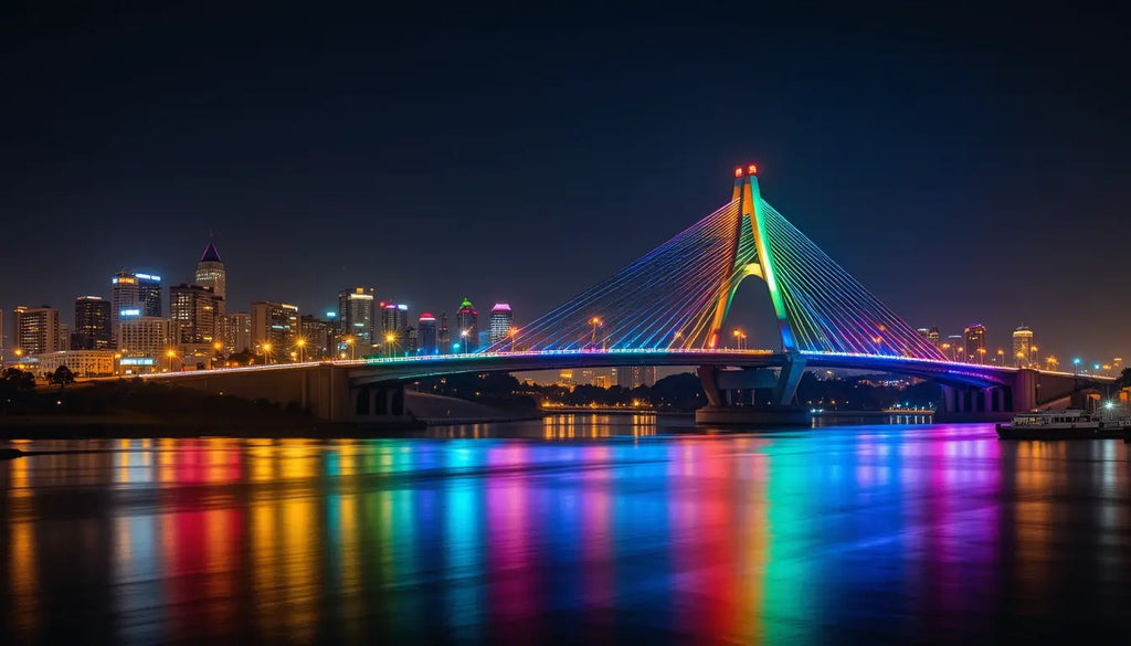 Vibrant City Bridge at Night My Store