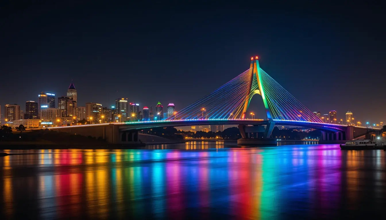 Vibrant City Bridge at Night My Store