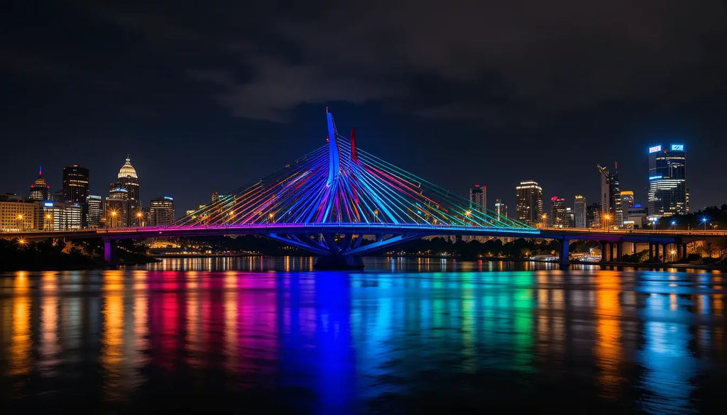 Vibrant City Bridge at Night My Store