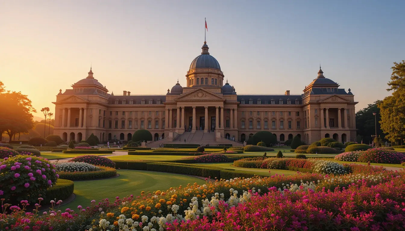 Palace Sunrise Art Print - Elegant Garden Decor My Store