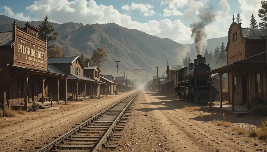 Steam Train in Old West Town My Store