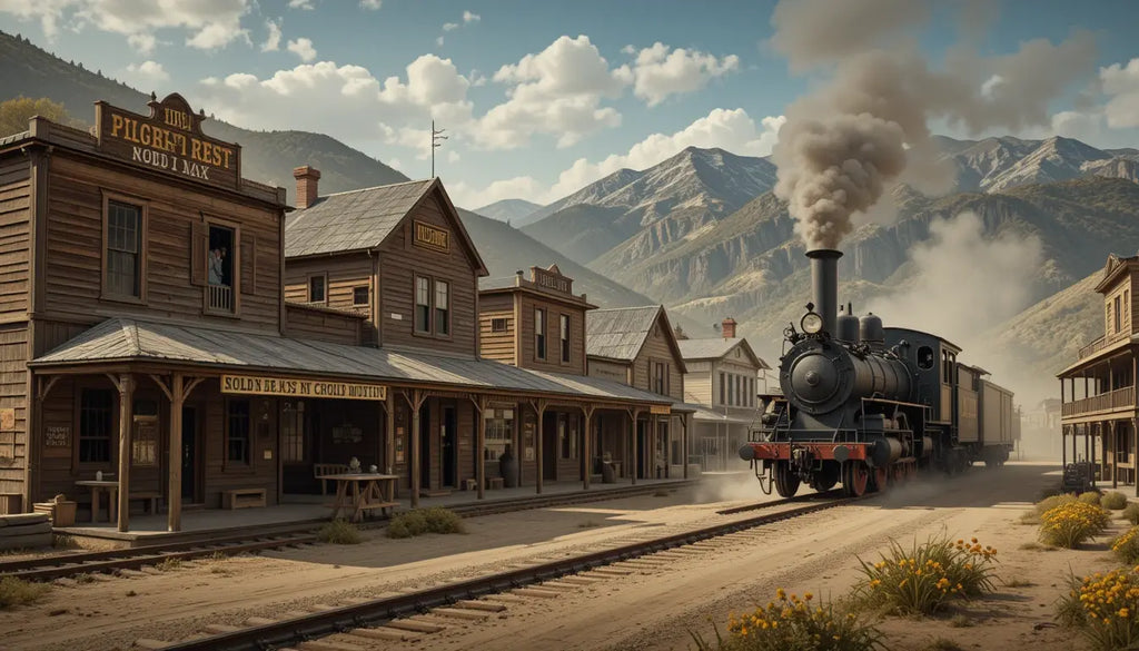 Steam Train in Old West Town My Store