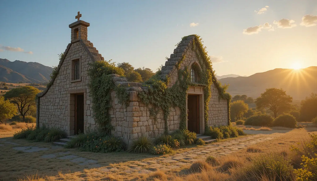 Rustic Stone Cottages at Sunset My Store