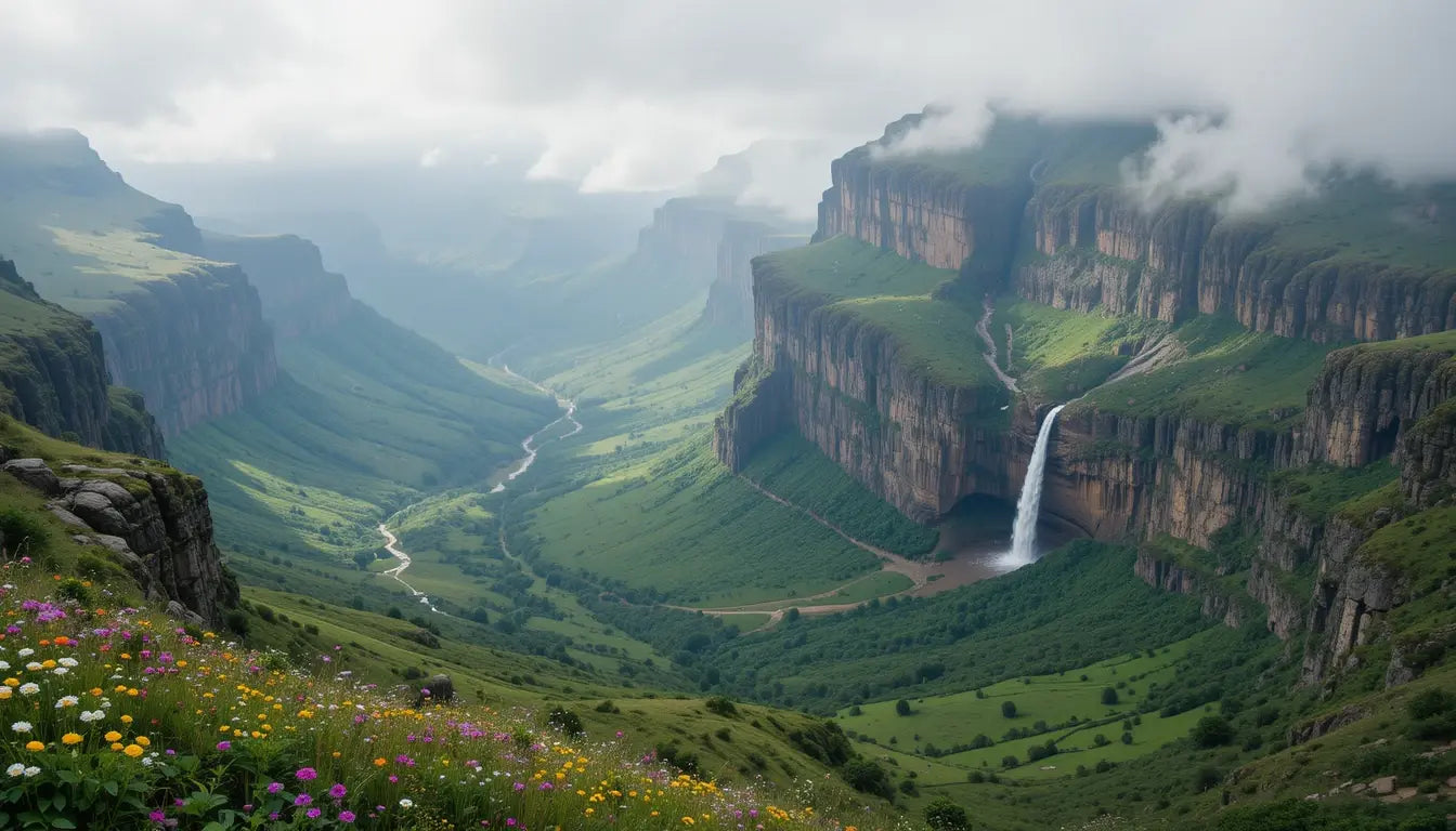 Misty Waterfall Valley My Store