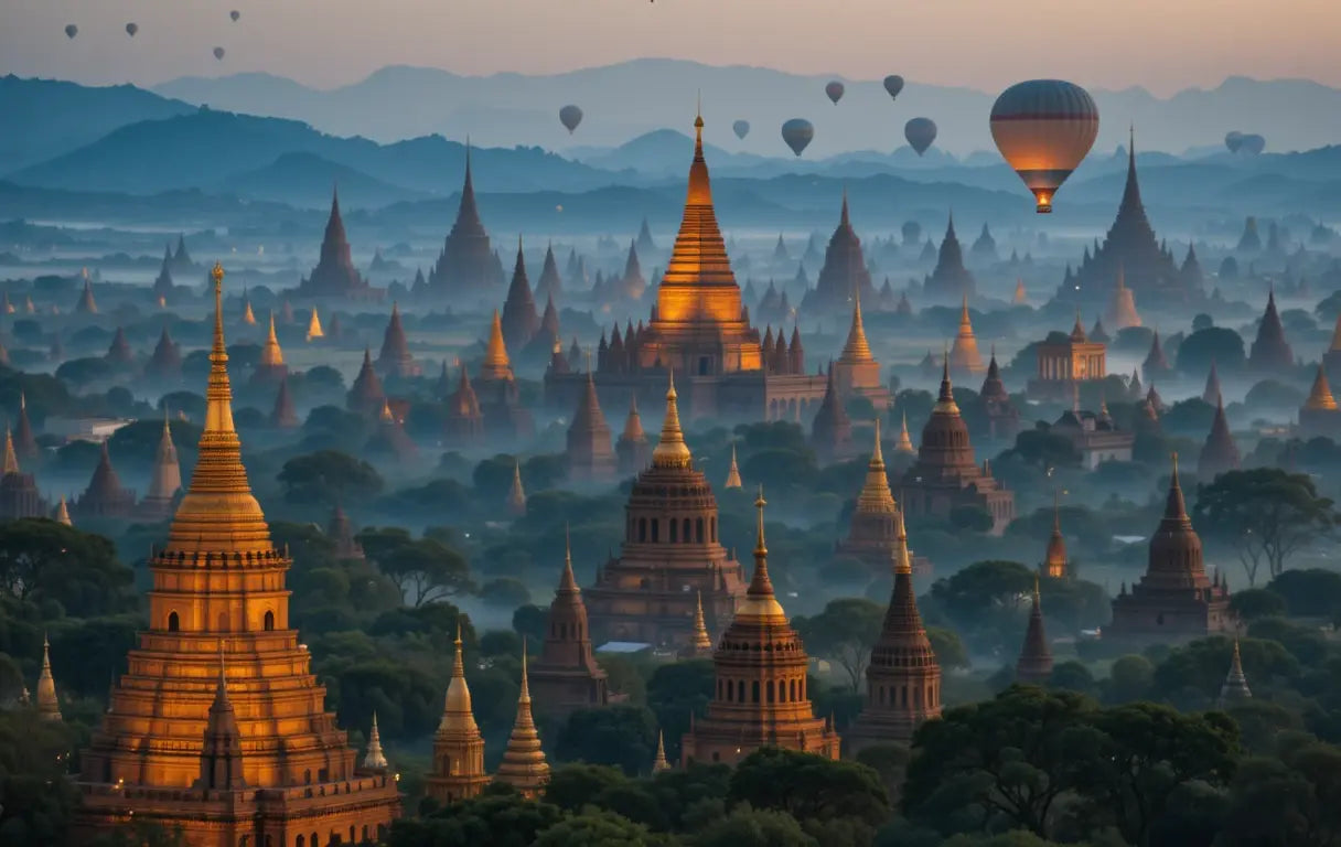 Bagan Temples Hot Air Balloons Sunrise - Digital Art Print - My Store