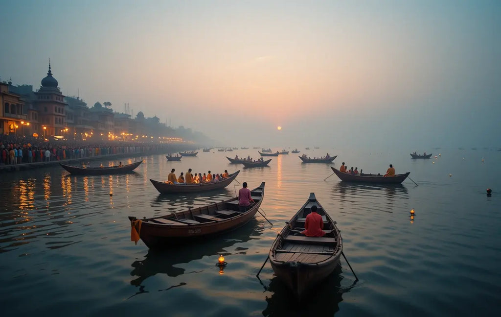 Varanasi Ganges Boats Sunrise Ganga Aarti - Printable Digital Wall Art - My Store