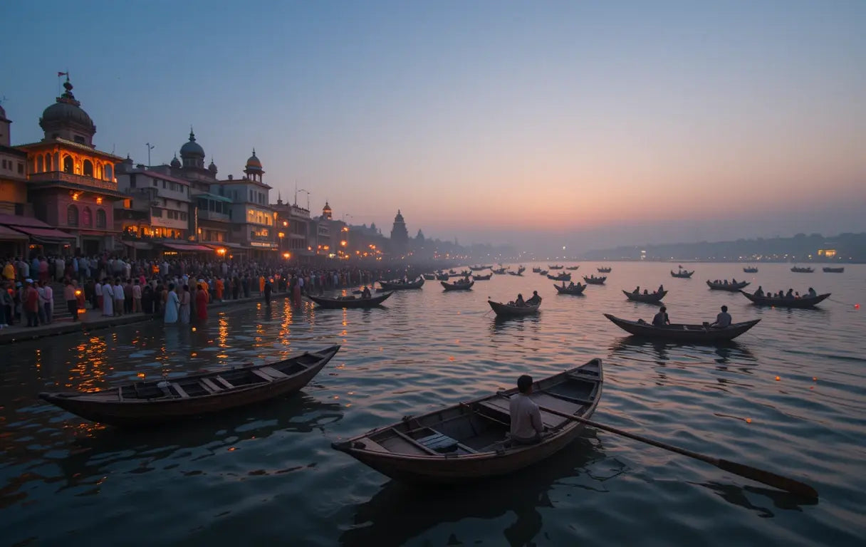 Varanasi Ganges Boats Sunrise Ganga Aarti - Printable Digital Wall Art - My Store