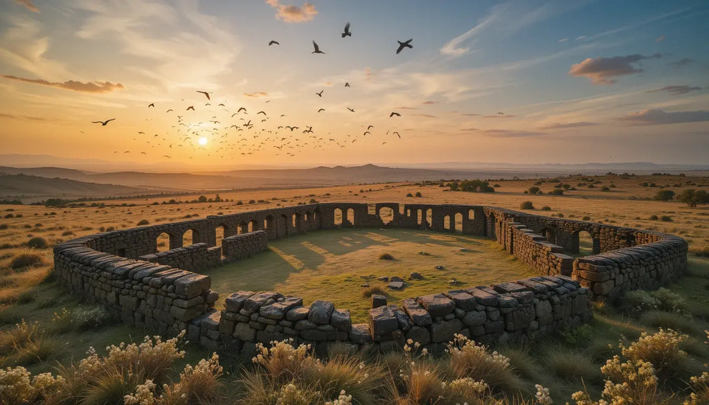 Sunset Ruins with Birds Print My Store