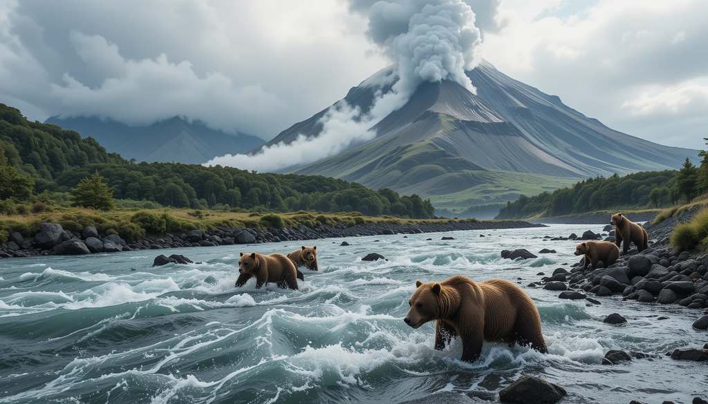 Volcanic Valley Bear Scene Print My Store