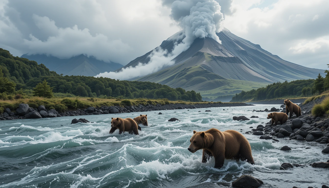 Volcanic Valley Bear Scene Print My Store