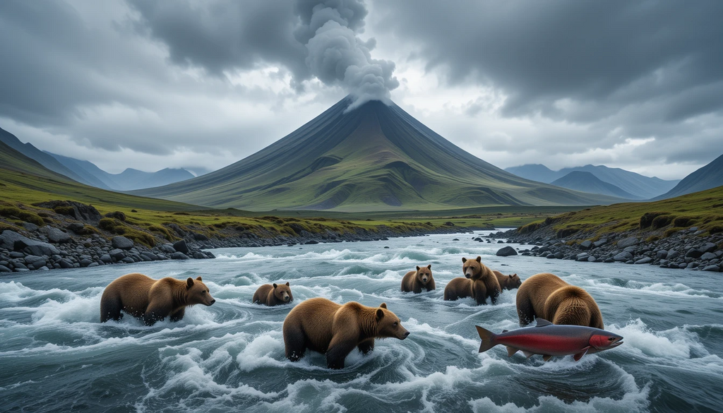 Volcanic Valley Bear Scene Print My Store