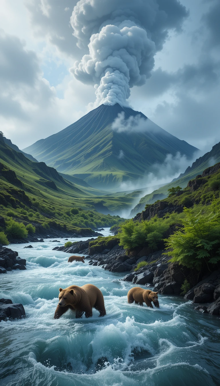 Volcanic Valley Bear Scene Print My Store