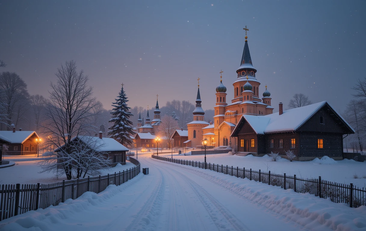 Winter Church Village Print My Store