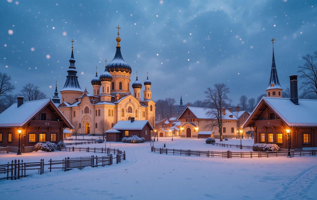 Winter Church Village Print My Store