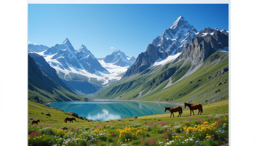 Serene Mountain Lake with Horses My Store