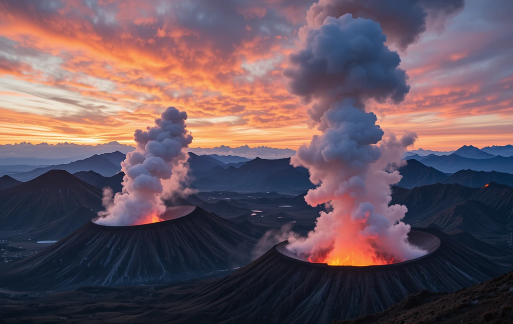 Active Volcanic Landscape at Sunset My Store