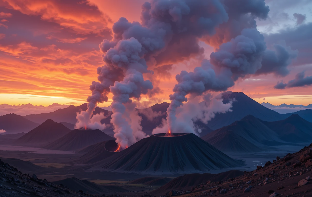 Active Volcanic Landscape at Sunset My Store