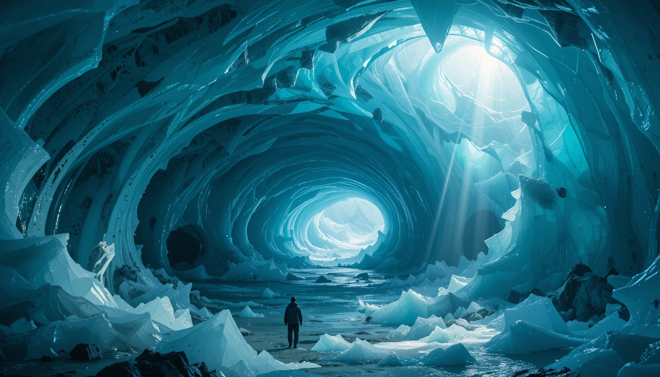 Glacial Ice Cave Explorer in Turquoise Wonderland My Store