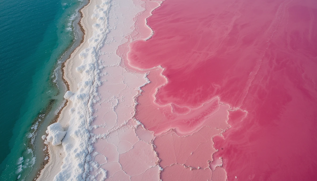 Surreal Pink Salt Lake with Crystalline Formations My Store