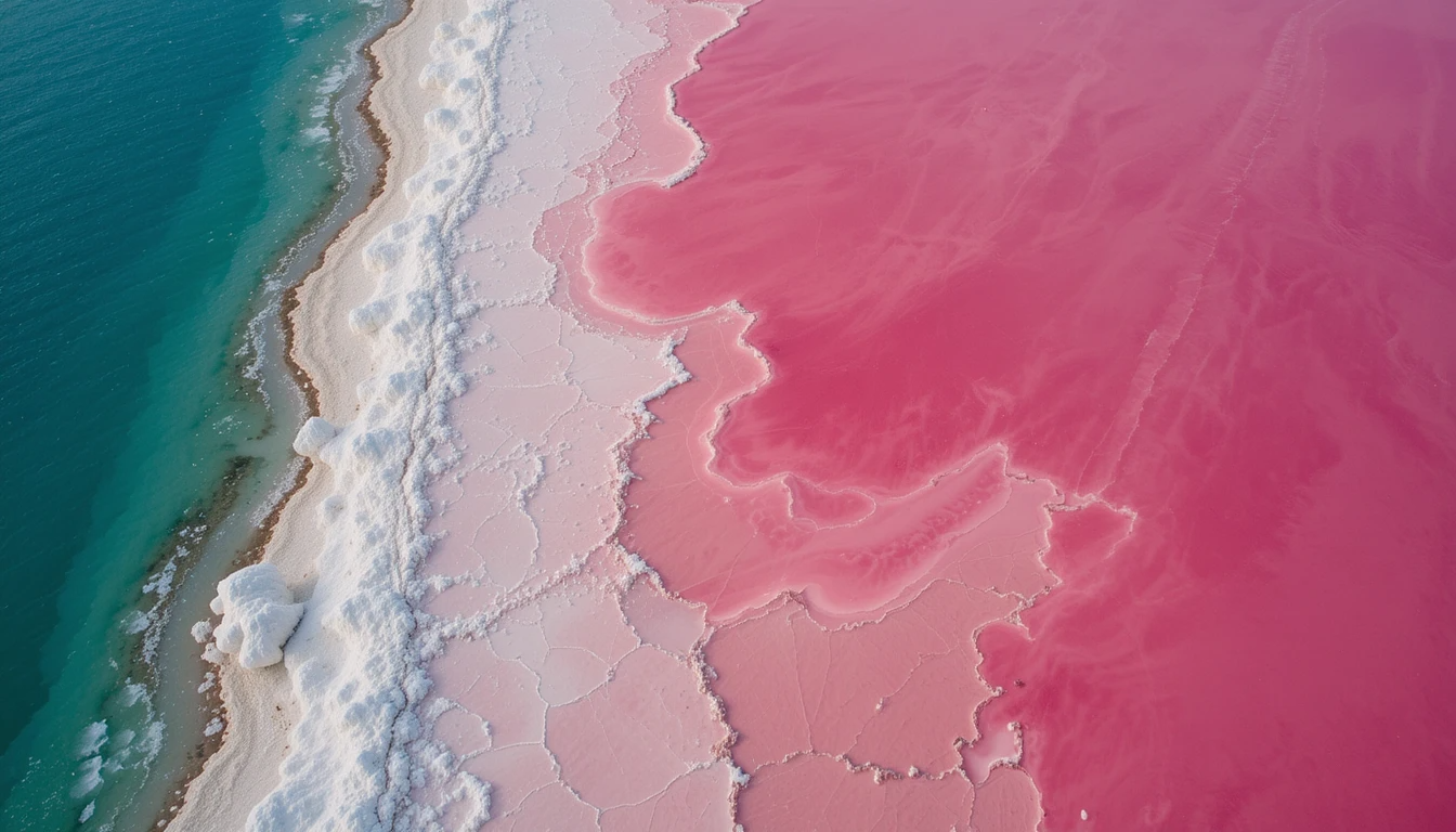 Surreal Pink Salt Lake with Crystalline Formations My Store