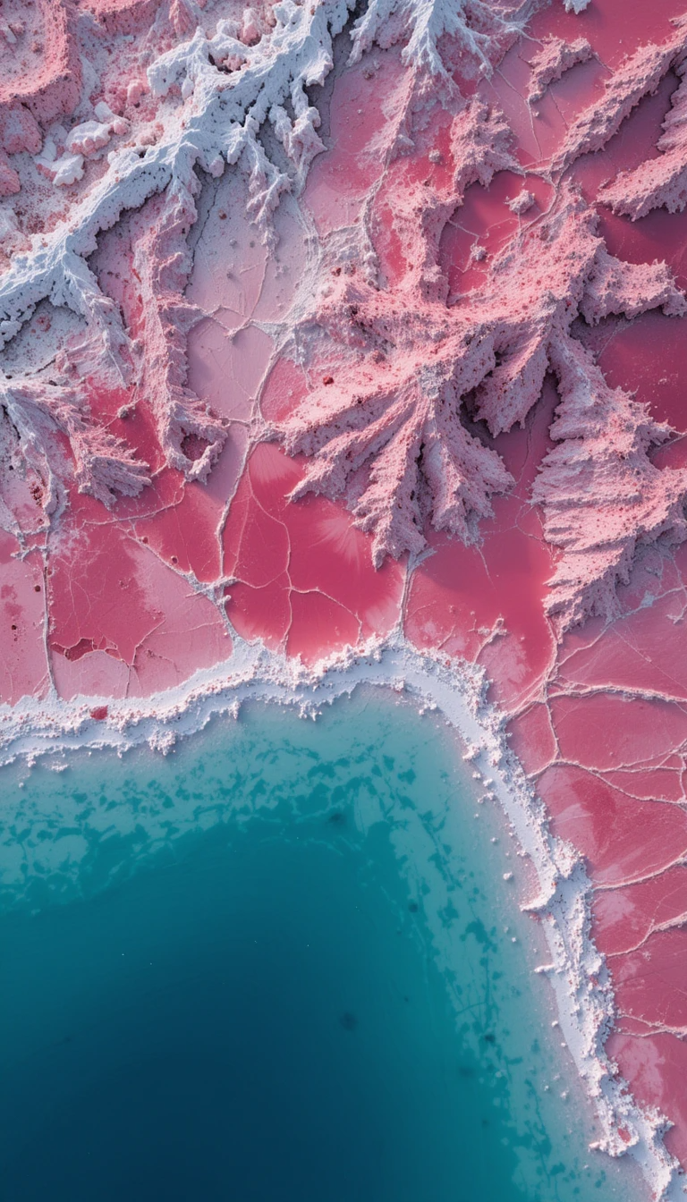 Surreal Pink Salt Lake with Crystalline Formations My Store