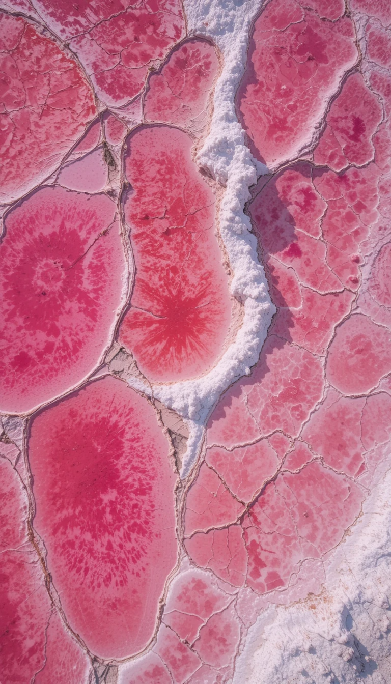 Surreal Pink Salt Lake with Crystalline Formations My Store