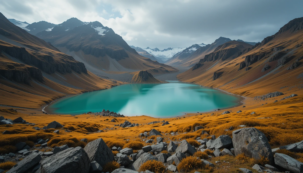 Turquoise Alpine Lake Nestled in Rugged Mountains My Store