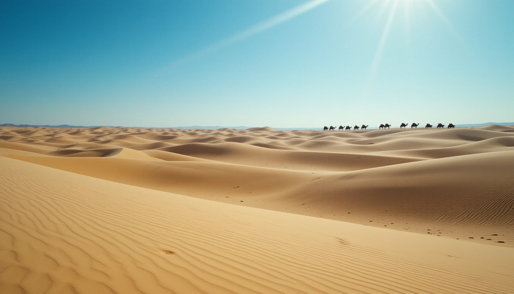 Camel Caravan Crossing Endless Desert Dunes My Store