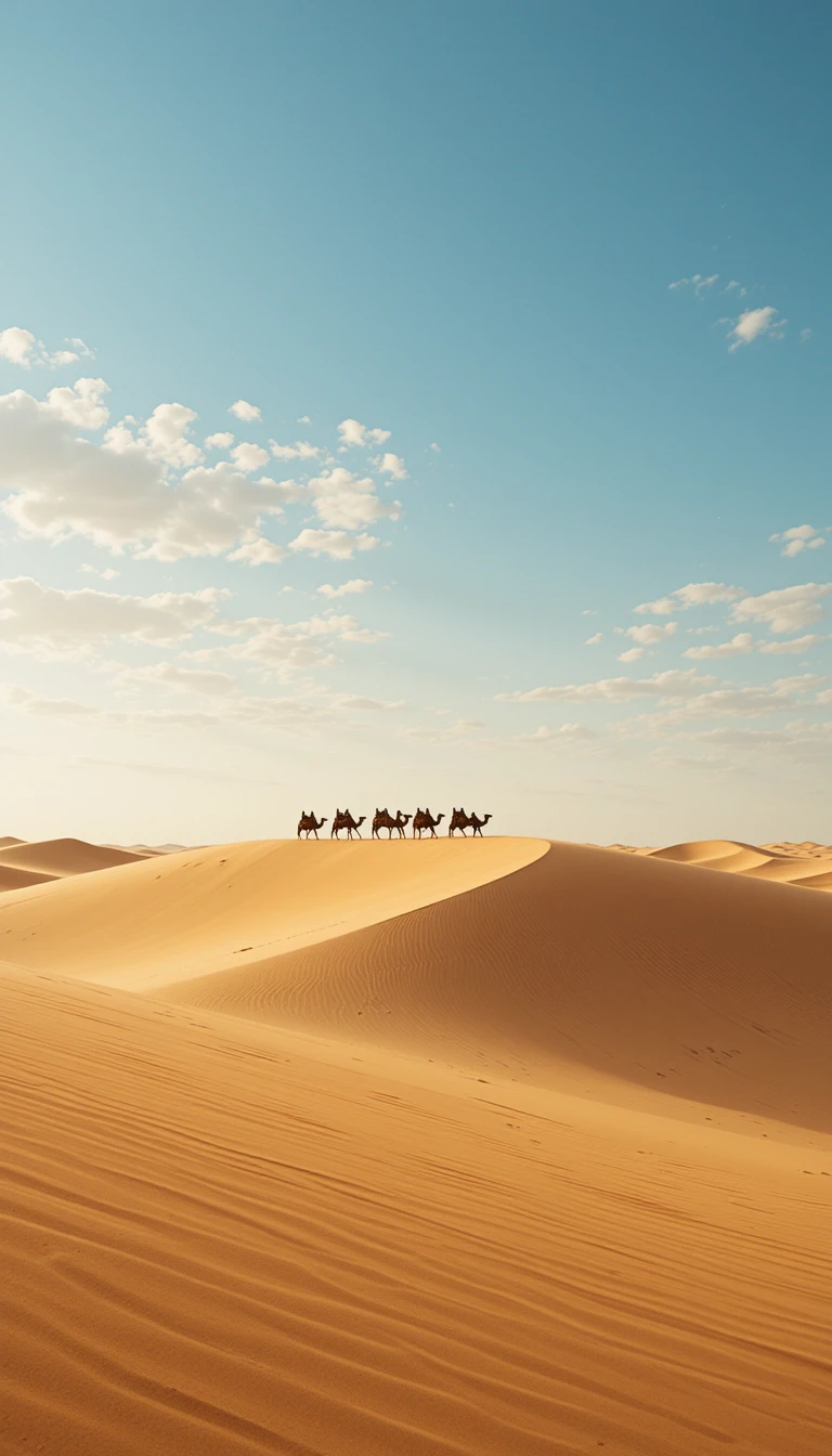 Camel Caravan Crossing Endless Desert Dunes My Store