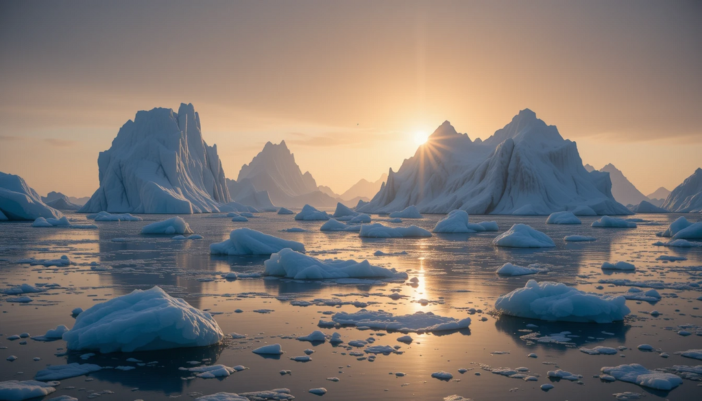Majestic Icebergs Floating in Arctic Waters at Sunset My Store