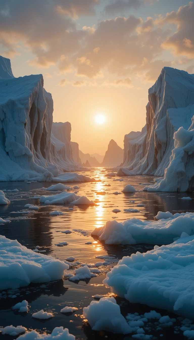 Majestic Icebergs Floating in Arctic Waters at Sunset My Store