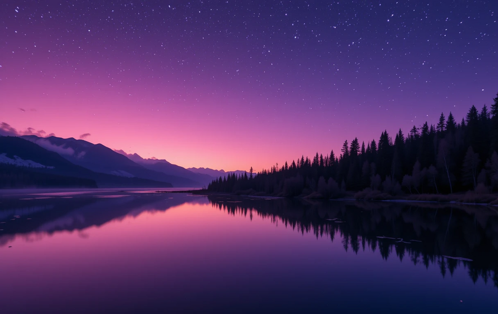 Starry Night Sky Reflecting in Tranquil Mountain Lake My Store
