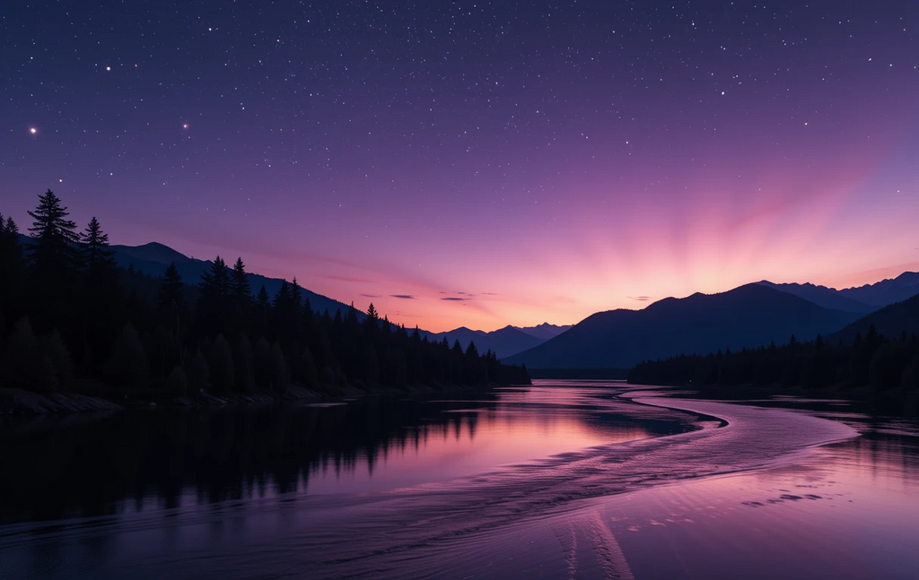 Starry Night Sky Reflecting in Tranquil Mountain Lake My Store