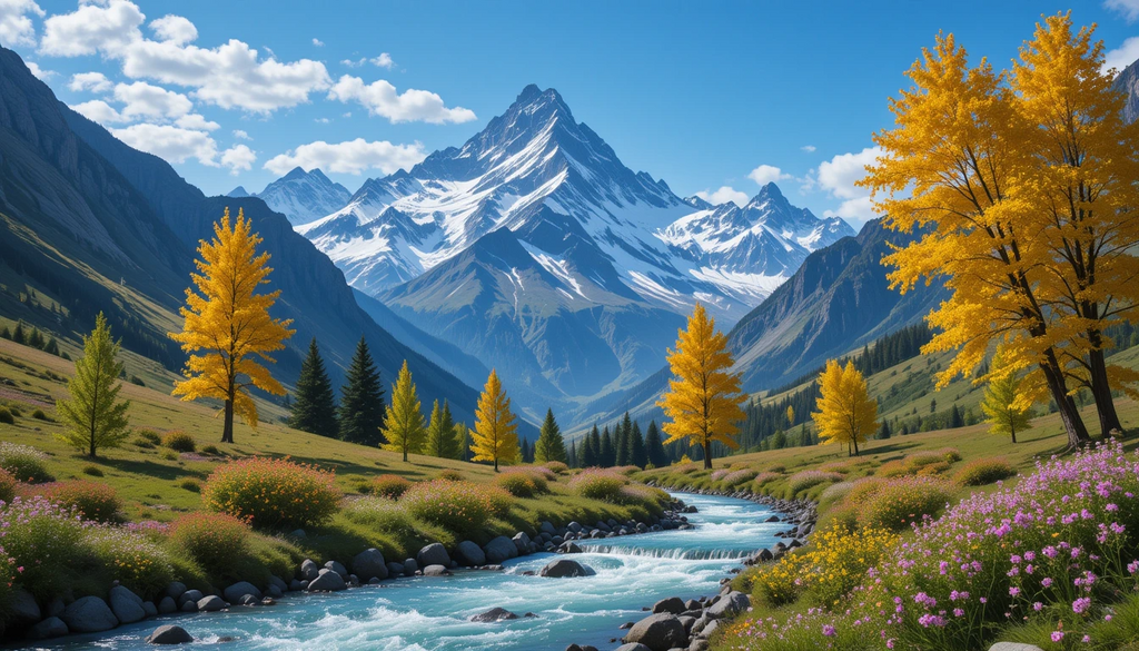 Golden Autumn Forest Reflecting in Serene Lake with Cabin My Store