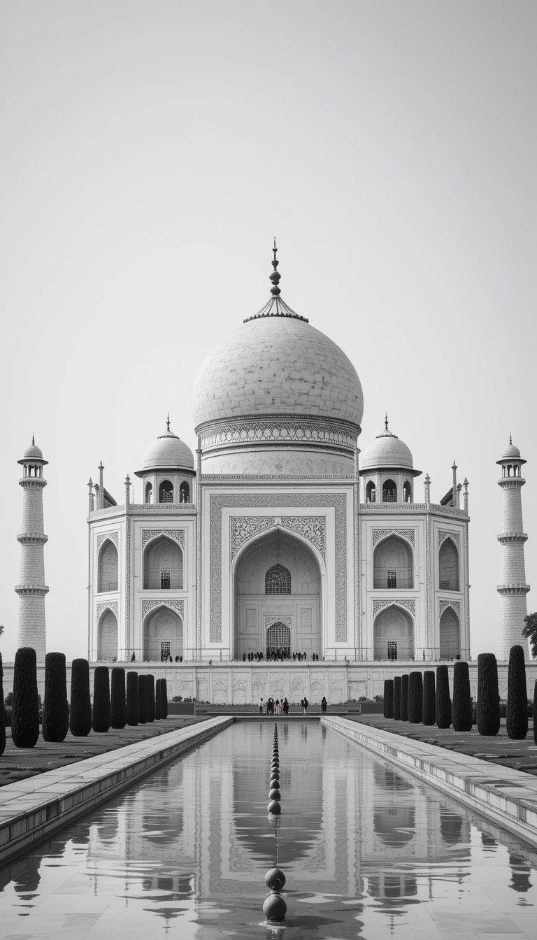 Taj Mahal Reflection in Black and White – Iconic Architectural Fine Art Print