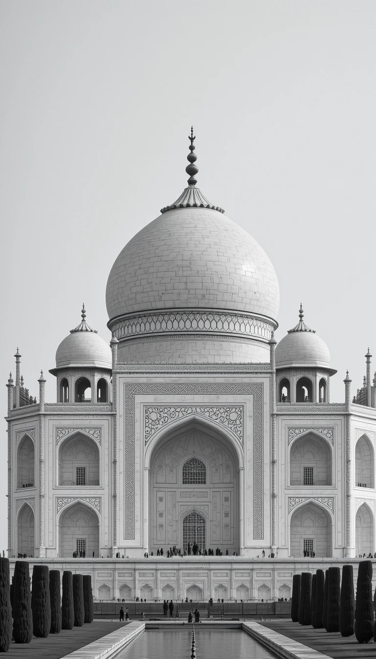 Taj Mahal Reflection in Black and White – Iconic Architectural Fine Art Print