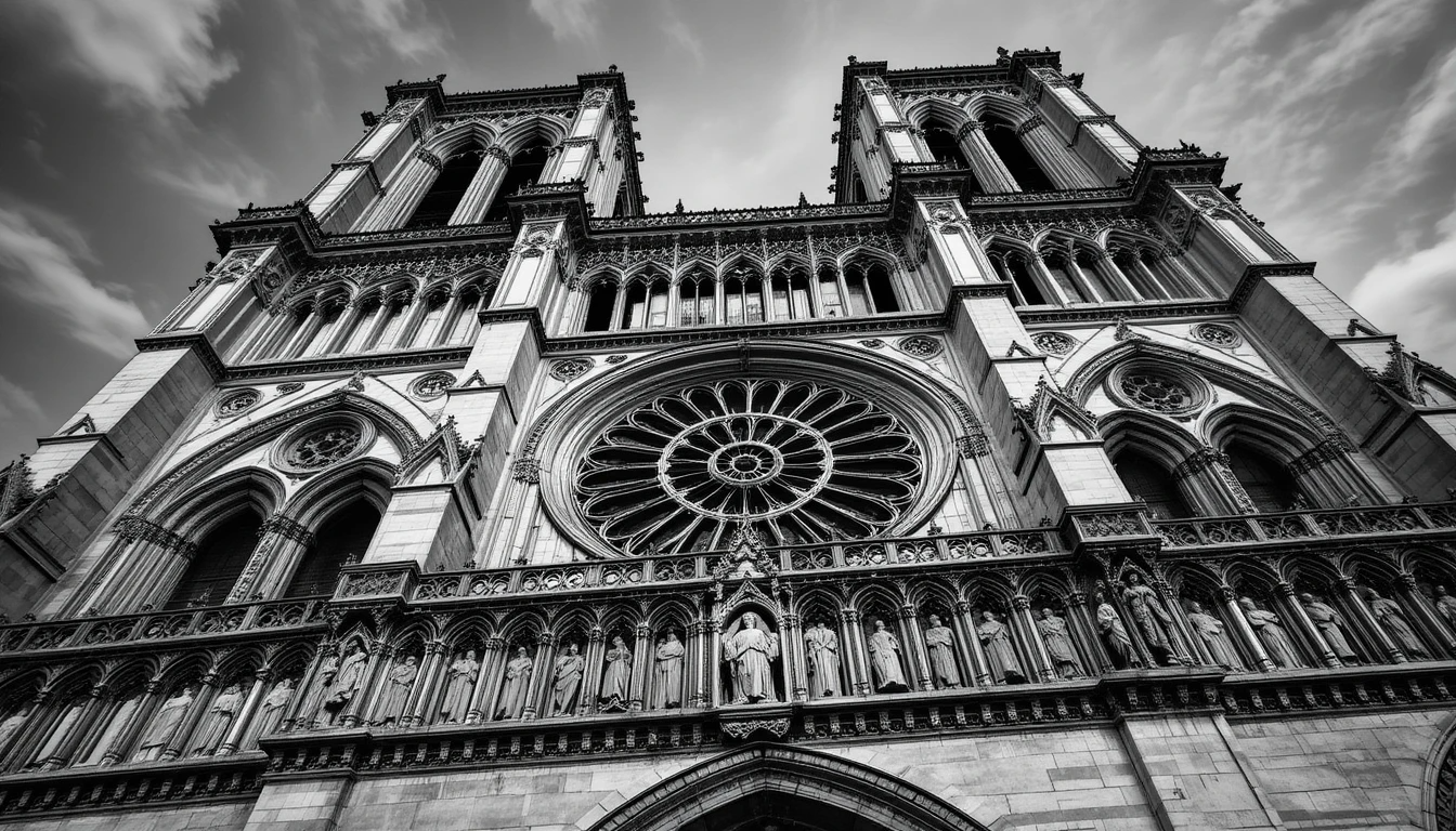Westminster Abbey Gothic Facade in Black and White – Historic London Architecture Art Print