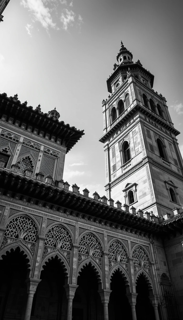 Giralda Tower Seville in Black and White – Historic Spanish Architecture Fine Art Print