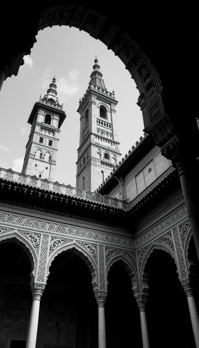 Giralda Tower Seville in Black and White – Historic Spanish Architecture Fine Art Print