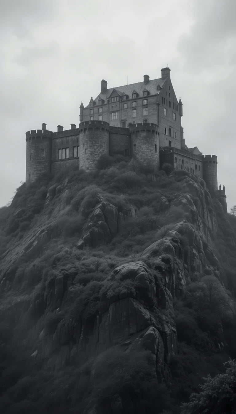 Fog-Shrouded St Michael's Mount Castle - Ethereal Black and White Tidal Island Print, Cornwall England