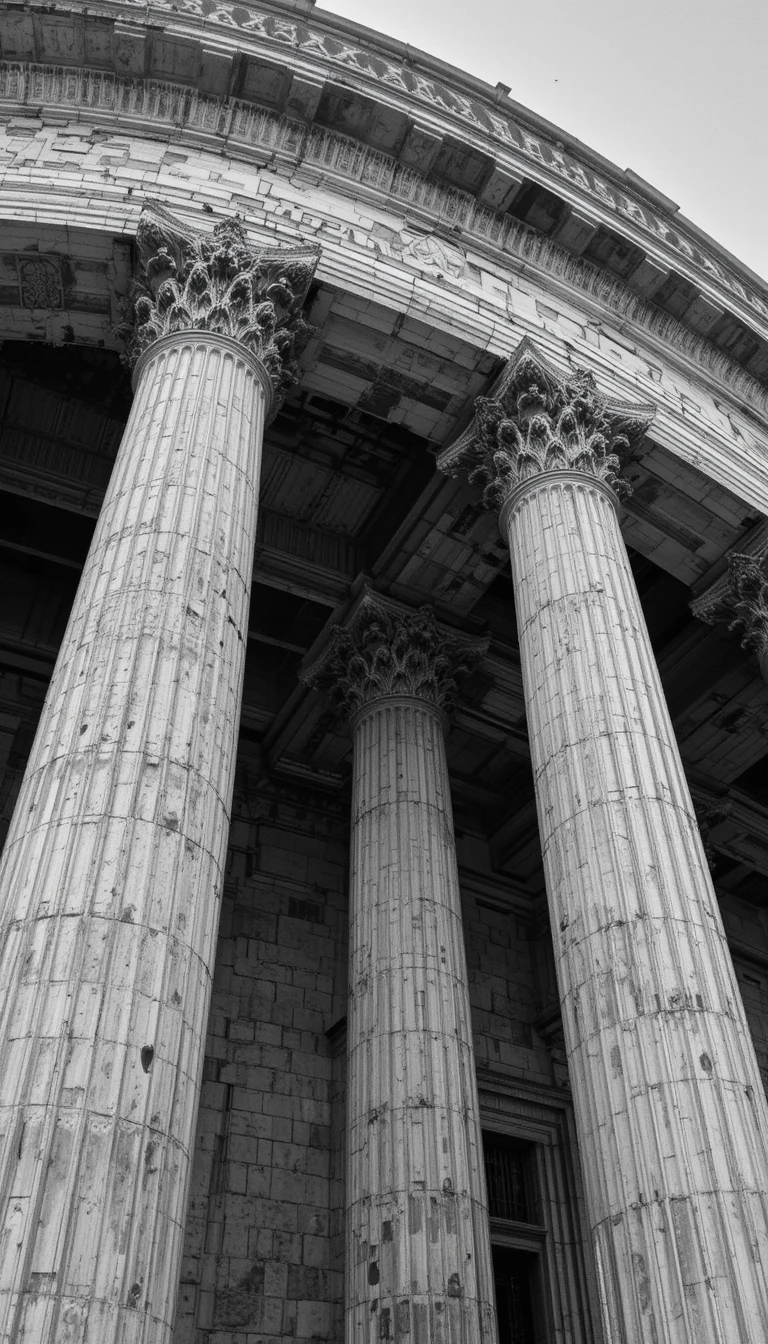 Pantheon Columns Close-Up - Majestic Black and White Ancient Roman Architecture Poster, Rome Italy