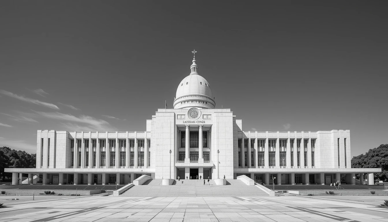 Confederation Building Facade in Dramatic Monochrome - Black and White Architectural Wall Art, St. John's Newfoundland