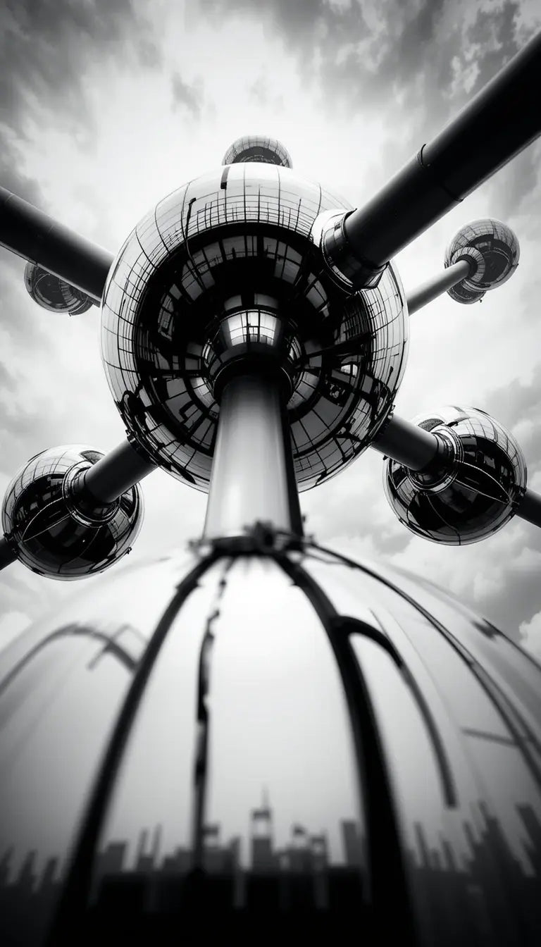 Atomium Brussels Skyline Print - Black & White My Store