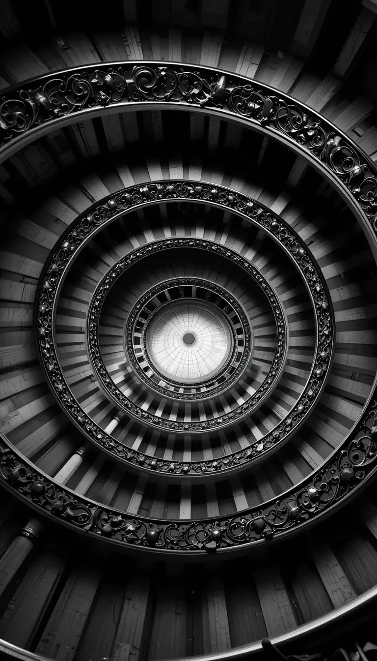 Spiral Staircase Canvas - Black & White Interior Photography My Store