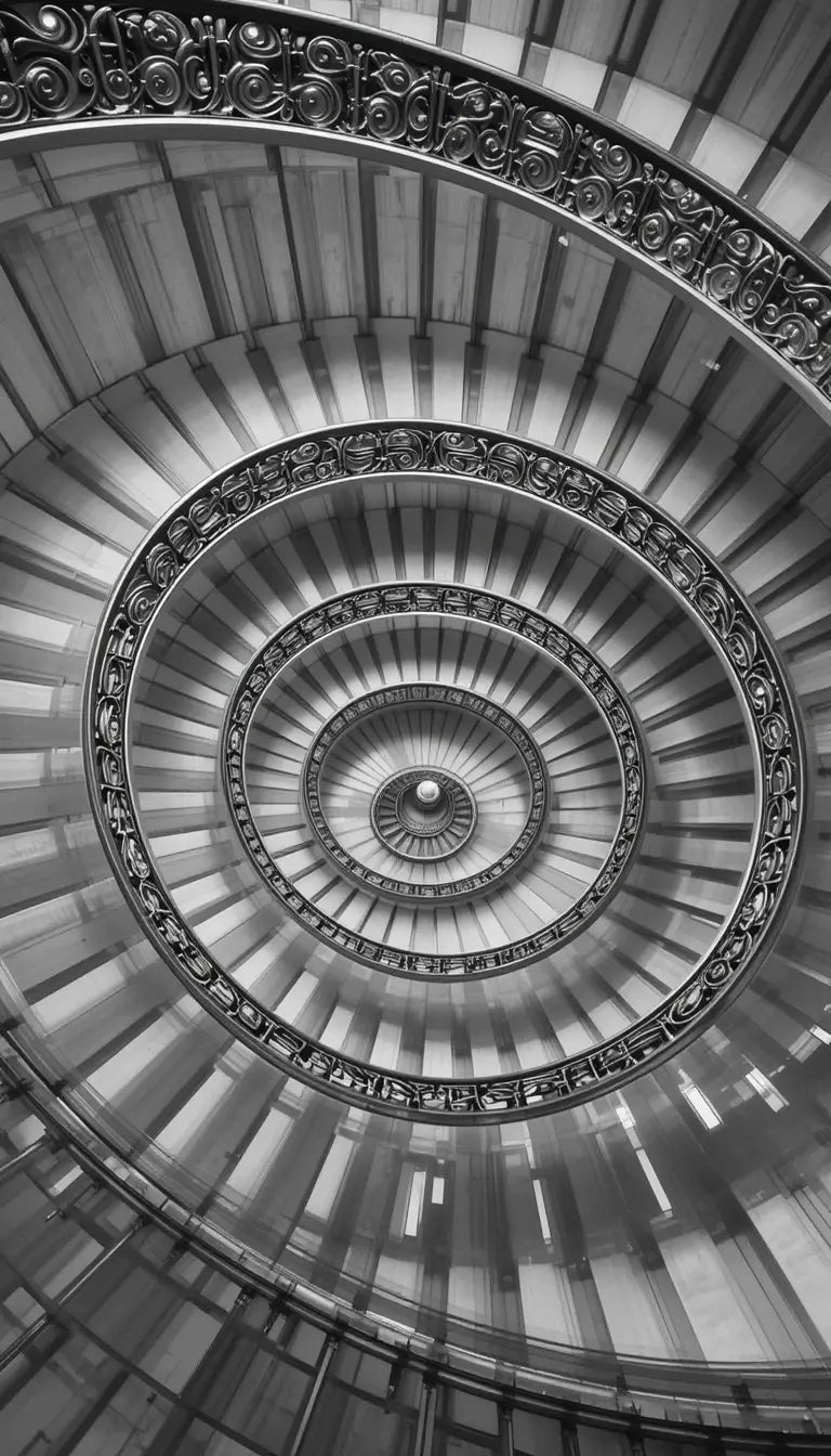Spiral Staircase Canvas - Black & White Interior Photography My Store