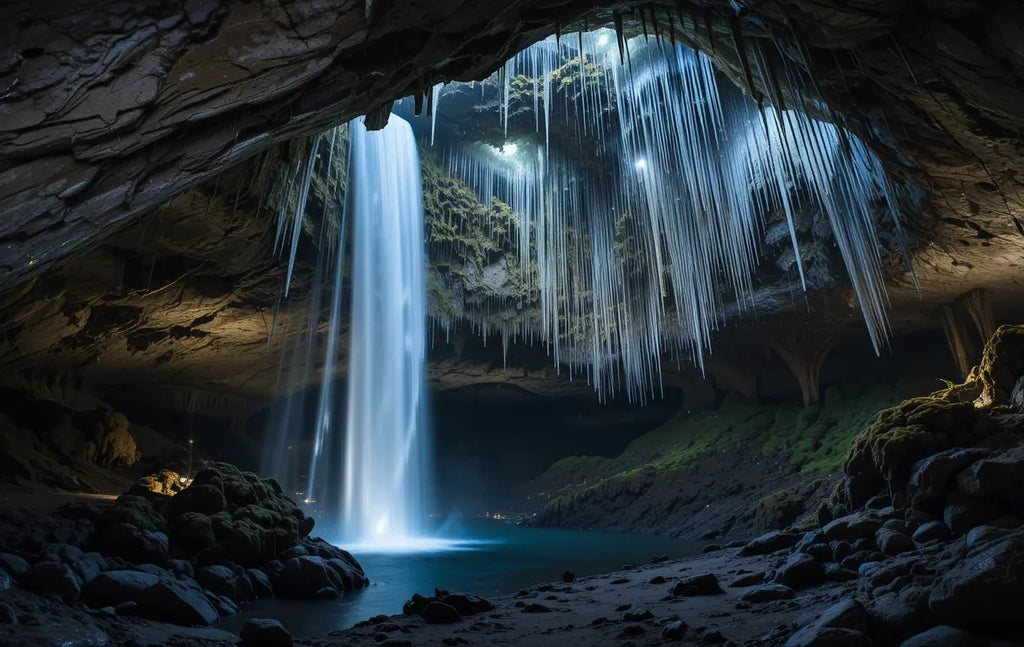 Enchanting Ice Cave Waterfall - Fantasy Art Print My Store